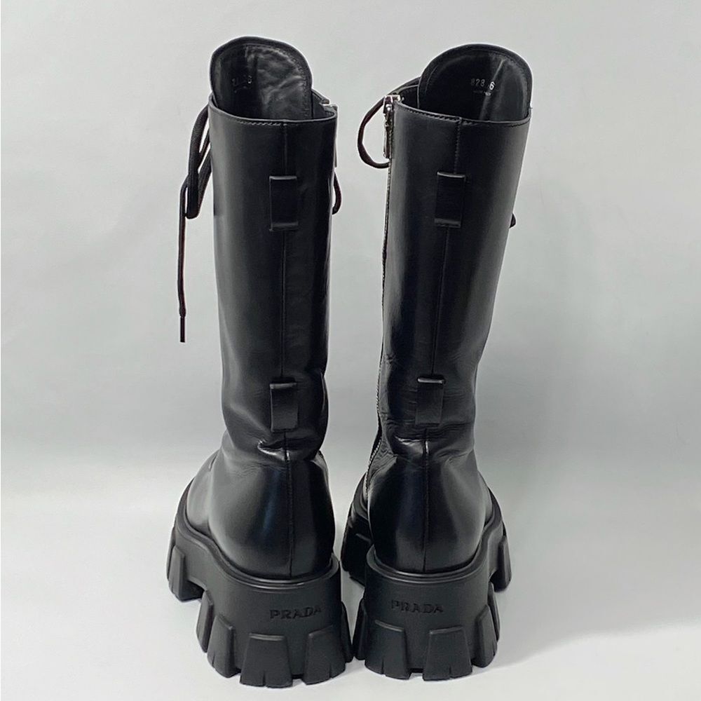 Prada Lug-Sole Tall Leather Combat Boots size 36 - Picture 4 of 15